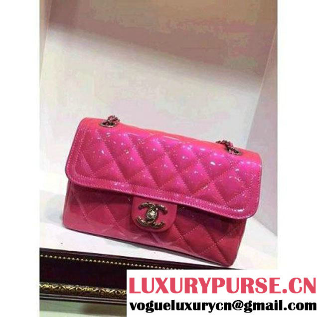 Chanel Rose Patent Calfskin A92781 Small Flap Bag Pre-SS 2015 (DOUDOU-050514 )