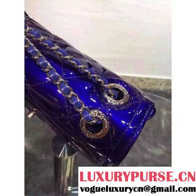Chanel Blue Patent Calfskin A92781 Small Flap Bag Pre-SS 2015 (DOUDOU-050513 )