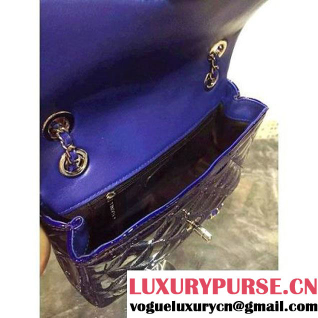 Chanel Blue Patent Calfskin A92781 Small Flap Bag Pre-SS 2015 (DOUDOU-050513 )