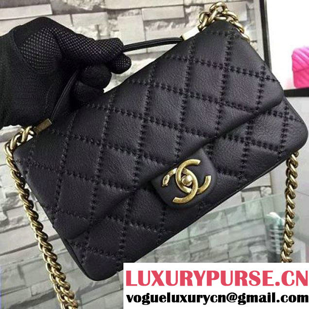 Chanel Black Calfskin Easy Carry Medium Bag SS2015 (2A058-051401 )