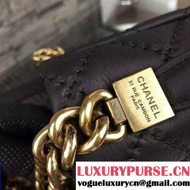 Chanel Black Calfskin Easy Carry Medium Bag SS2015 (2A058-051401 )