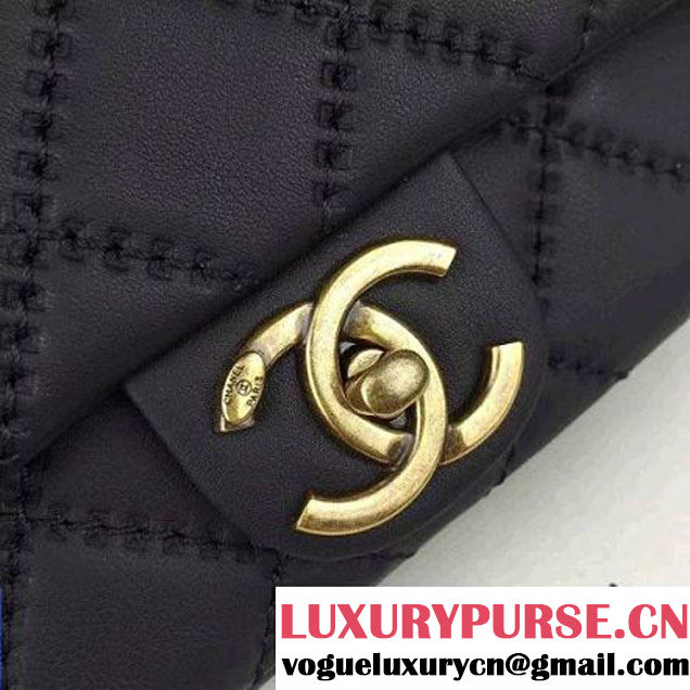 Chanel Black Calfskin Easy Carry  Bag Black SS2015 (2A058-051402 )
