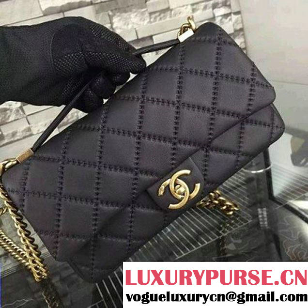 Chanel Black Calfskin Easy Carry  Bag Black SS2015 (2A058-051402 )