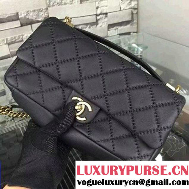 Chanel Black Calfskin Easy Carry  Bag Black SS2015 (2A058-051402 )
