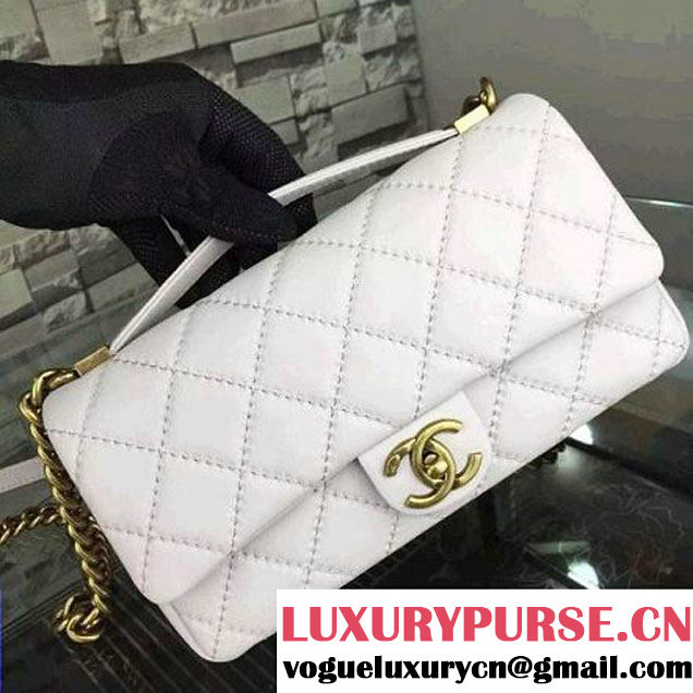 Chanel White Calfskin Easy Carry Bag SS2015 (2a058-051435 )