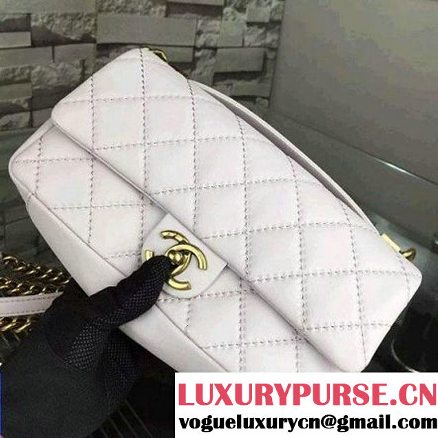 Chanel White Calfskin Easy Carry  Bag SS2015 (2a058-051435 )