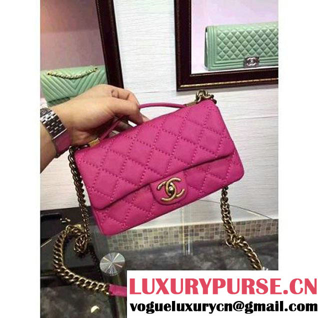 Chanel Rose Lambskin Easy Carry Bag SS2015 (2a136-051449 )