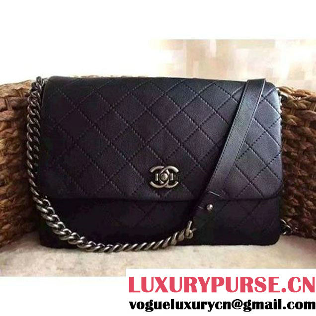 Chanel Calfskin Messenger Bag In Black SS2015 (2A020-05280 )