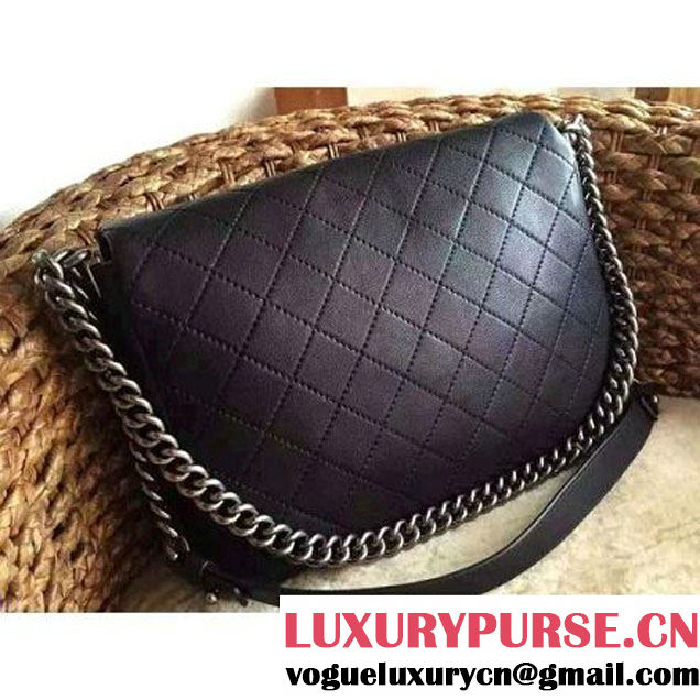 Chanel Calfskin Messenger Bag In Black SS2015 (2A020-05280 )