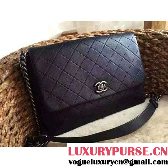 Chanel Calfskin Messenger Bag In Black SS2015 (2A020-05280 )