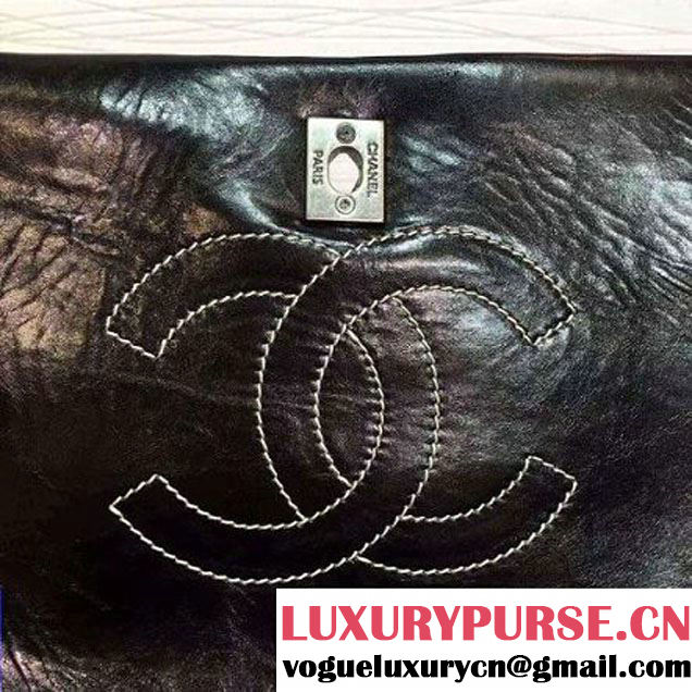 Chanel Small Vertical Stripes Wax Calfskin Flap Bag 2015 in Black (2a136-053169 )