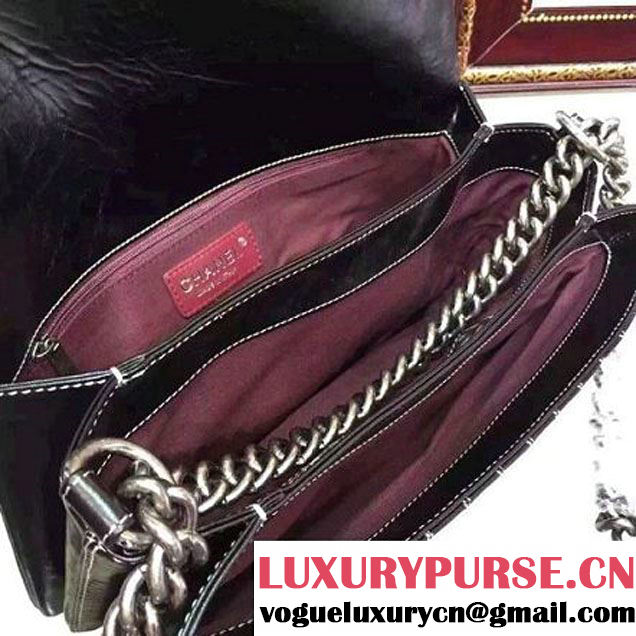 Chanel Small Vertical Stripes Wax Calfskin Flap Bag 2015 in Black (2a136-053169 )
