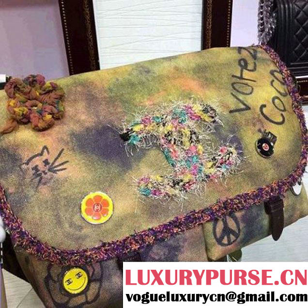 Chanel Washed Fabric Message Bag With an Embroidered CC Signature (LZ-053171 )