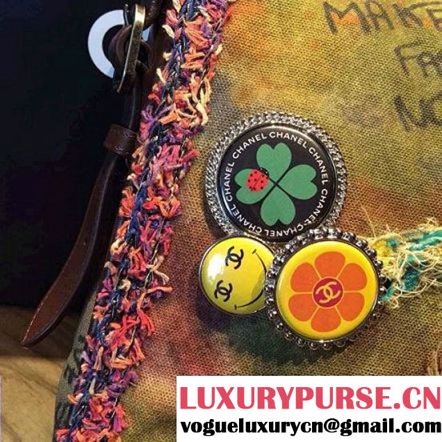 Chanel Washed Fabric Message Bag With an Embroidered CC Signature SS 2015 (1a207-053174 )