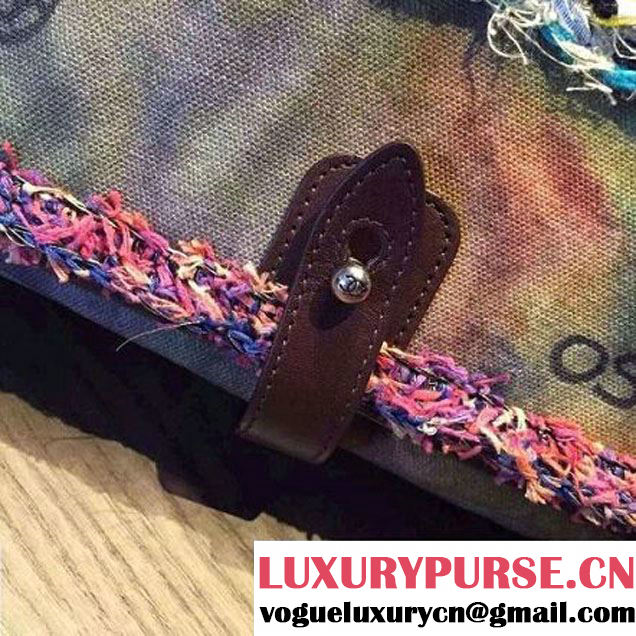 Chanel Washed Fabric Message Bag With an Embroidered CC Signature SS 2015 (1a207-053174 )