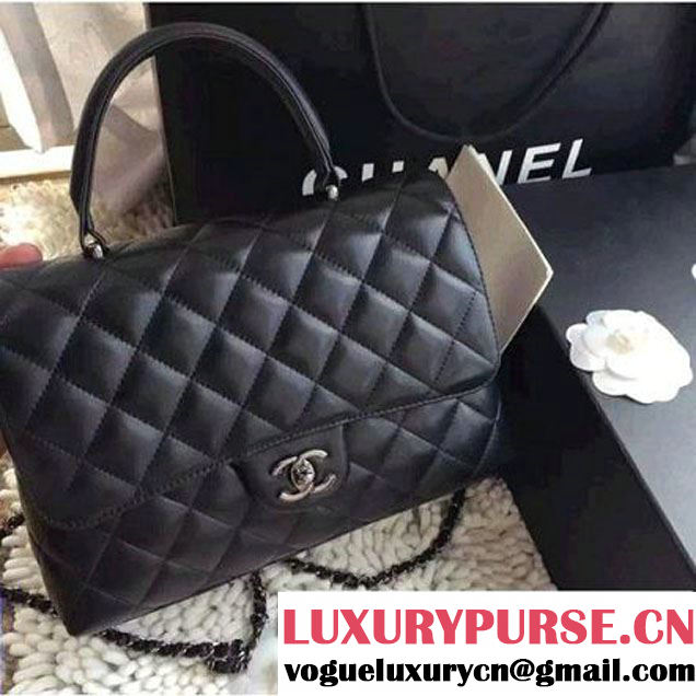 Chanel Lambskin Flap Bag Black With Platinum Hardware (2B019-060314 )