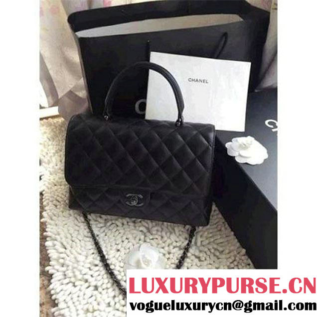 Chanel Lambskin Flap Bag Black With Platinum Hardware (2B019-060314 )