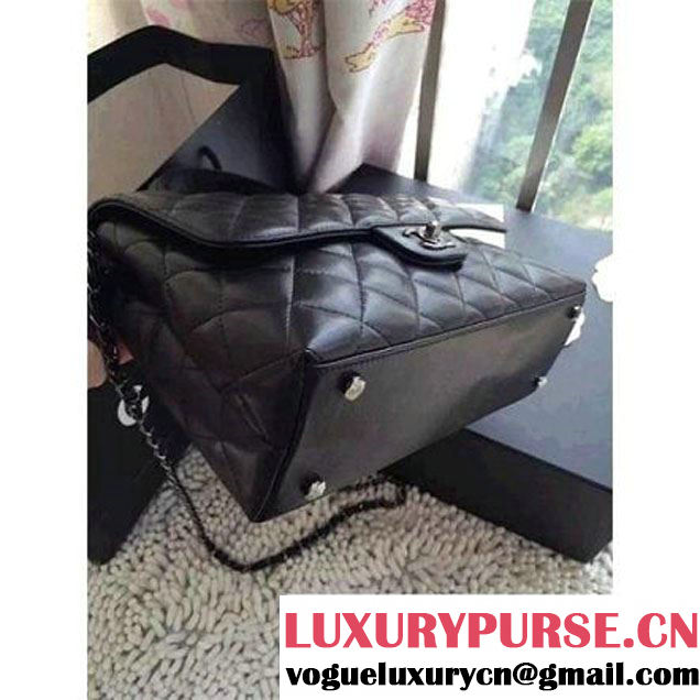 Chanel Lambskin Flap Bag Black With Platinum Hardware (2B019-060314 )