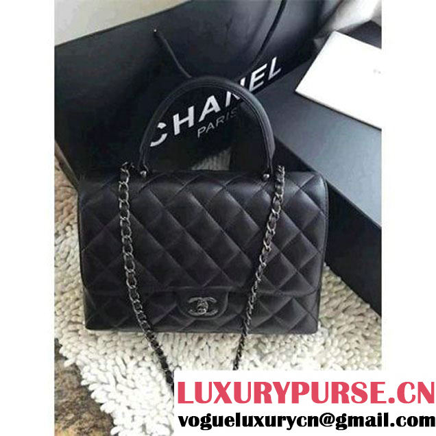 Chanel Lambskin Flap Bag Black With Platinum Hardware (2B019-060314 )