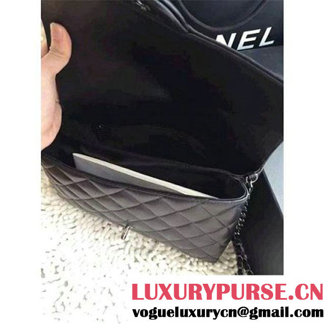 Chanel Lambskin Flap Bag Black With Platinum Hardware (2B019-060314 )