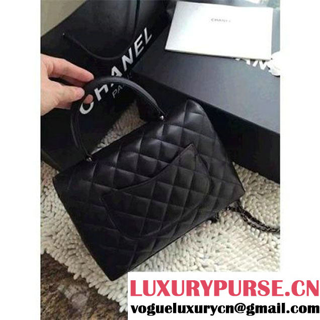 Chanel Lambskin Flap Bag Black With Platinum Hardware (2B019-060314 )