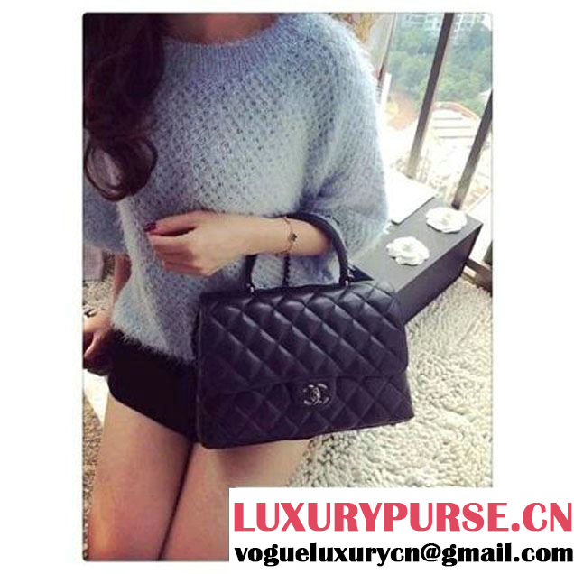 Chanel Lambskin Flap Bag Black With Platinum Hardware (2B019-060314 )