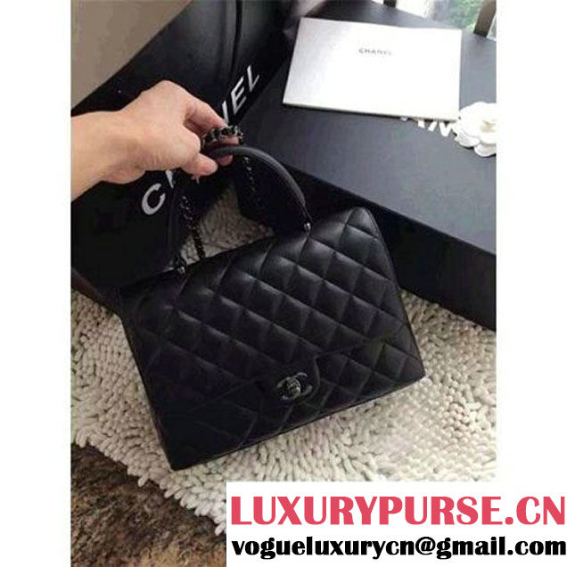 Chanel Lambskin Flap Bag Black With Platinum Hardware (2B019-060314 )
