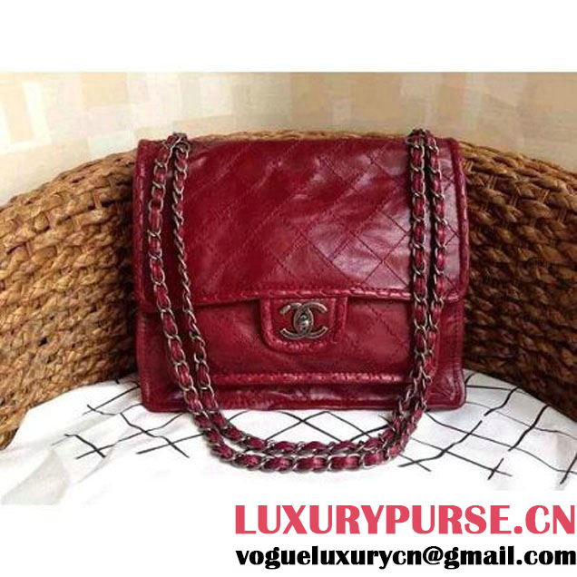 Chanel Burgundy Wax Calfskin Flap Bag (1a086-060609 )