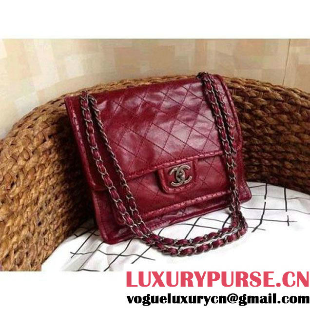 Chanel Burgundy Wax Calfskin Flap Bag (1a086-060609 )