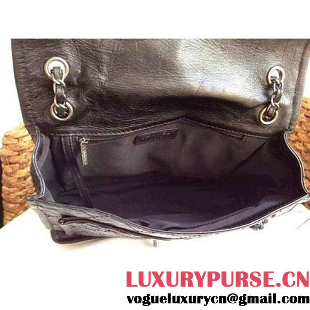 Chanel Black Wax Calfskin Flap Bag (1a086-060610 )