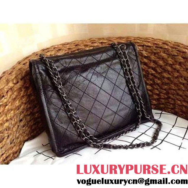 Chanel Black Wax Calfskin Flap Bag (1a086-060610 )