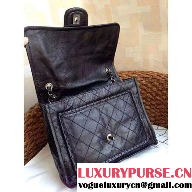 Chanel Black Wax Calfskin Flap Bag (1a086-060610 )