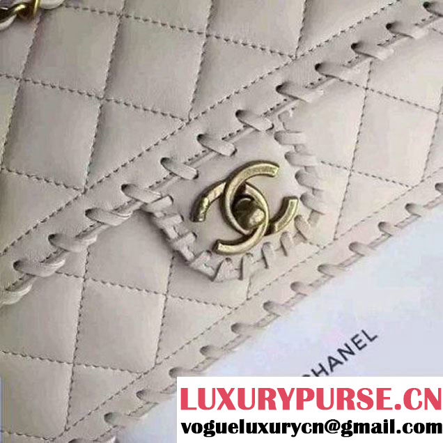 Chanel Black Velvet Calfskin Flap with Interlaced Trim Bag White - Spring 2015 (2A210-062306 )