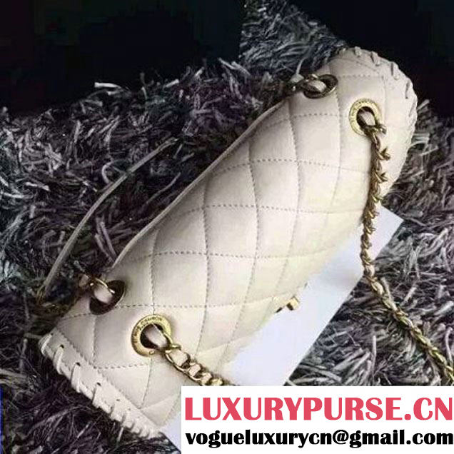 Chanel Black Velvet Calfskin Flap with Interlaced Trim Bag White - Spring 2015 (2A210-062306 )