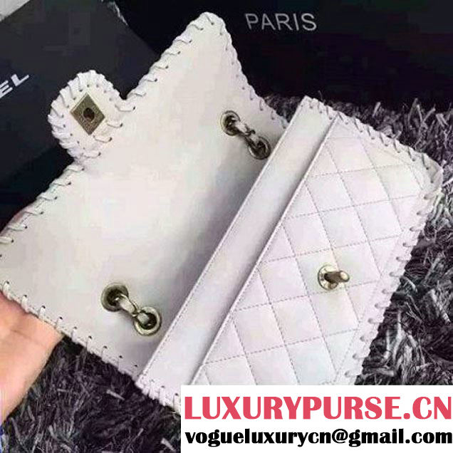 Chanel Black Velvet Calfskin Flap with Interlaced Trim Bag White - Spring 2015 (2A210-062306 )