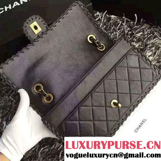 Chanel Black Velvet Calfskin Flap with Interlaced Trim Bag Black - Spring 2015 (2A210-062307 )