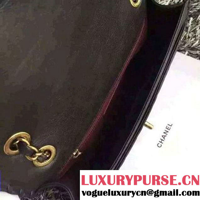 Chanel Black Velvet Calfskin Flap with Interlaced Trim Bag Black - Spring 2015 (2A210-062307 )
