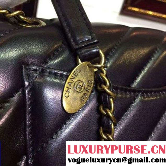 Chanel Lambskin Small Flap Bag With a Leather Covered CC Singnature Black Pre- Fall 2015 (2A136-062409 )