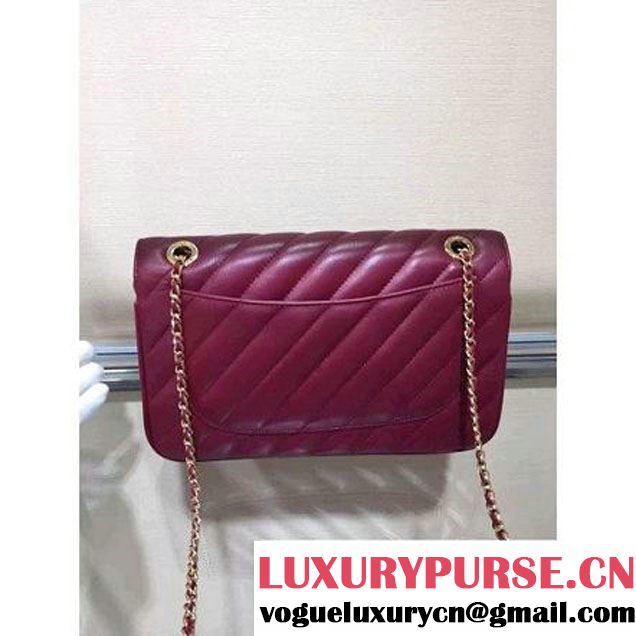 Chanel Lambskin Flap Bag With a Leather Covered CC Singnature Burgundy Pre- Fall 2015 (1A001-062615 )