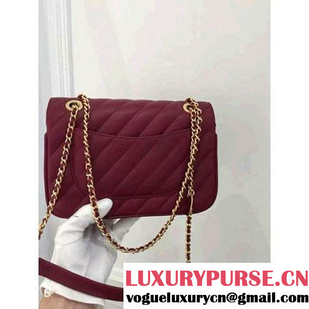 Chanel Lambskin Small Flap Bag With a Leather Covered CC Singnature Burgundy Pre- Fall 2015 (1A001-062616 )