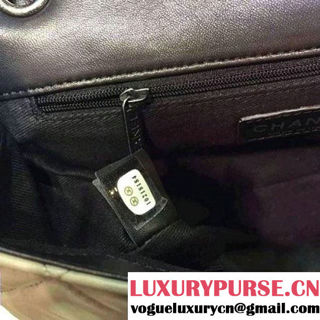 Chanel Two-tone Lambskin Flap bag in Grey/Black Fall 2015 (2a136-062801 )