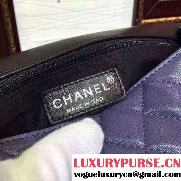Chanel Two-tone Lambskin Flap bag in Purple/Black Fall 2015 (2a136-062802 )