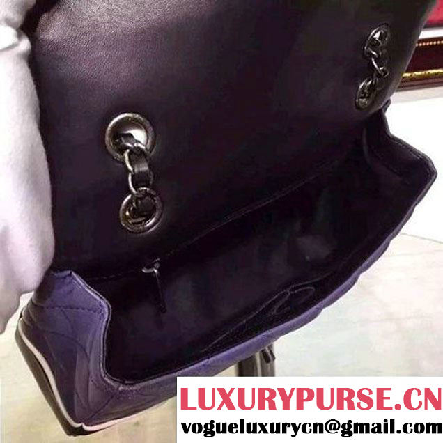 Chanel Two-tone Lambskin Flap bag in Purple/Black Fall 2015 (2a136-062802 )