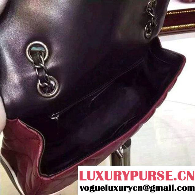 Chanel Two-tone Lambskin Flap bag in Burgundy/Black Fall 2015 (2a136-062803 )
