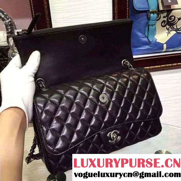 Chanel Lambskin Cluth Flap Bag in Black Fall 2015 (HDD-062814 )