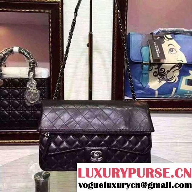 Chanel Lambskin Cluth Flap Bag in Black Fall 2015 (HDD-062814 )