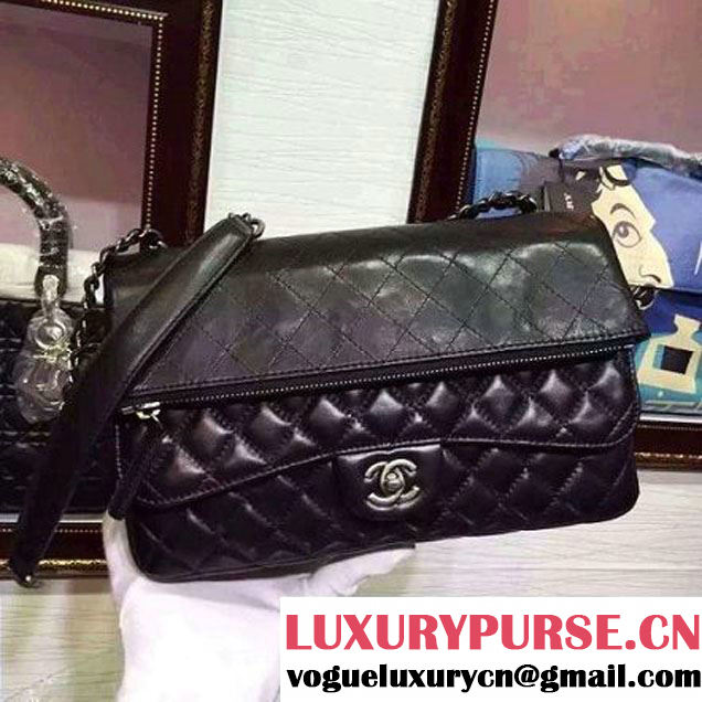 Chanel Lambskin Cluth Flap Bag in Black Fall 2015 (HDD-062814 )