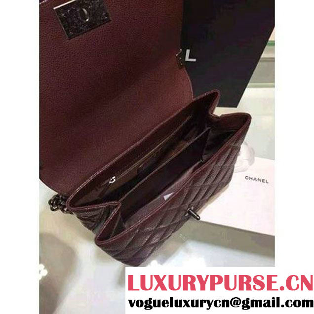 Chanel Caviar Calfskin Quilting Flap Bag Burgundy (1A001-063002 )