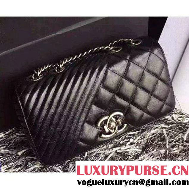 Chanel A92796 Wax Black Lambskin Flap Bag SS2015  (KS-063005 )
