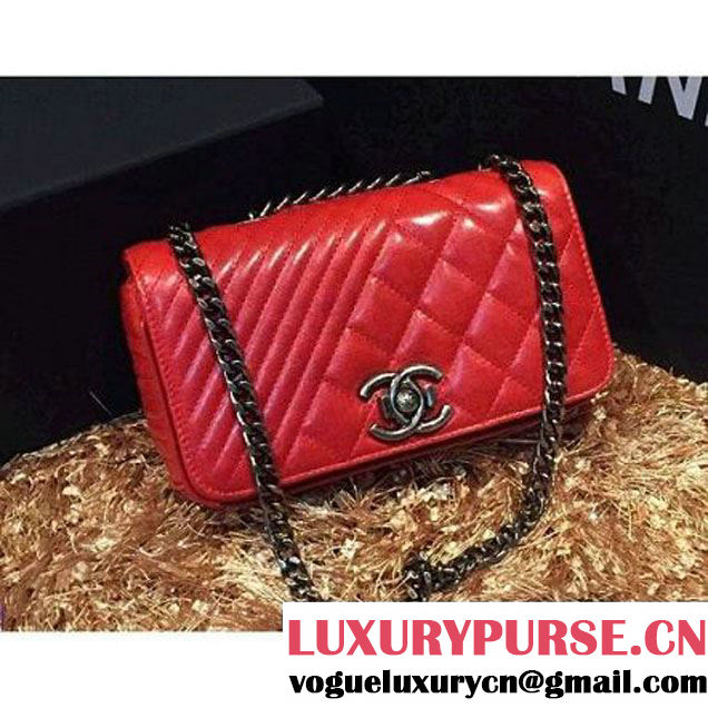 Chanel A92796 Wax Red Lambskin Flap Bag SS2015 (KS-063006 )